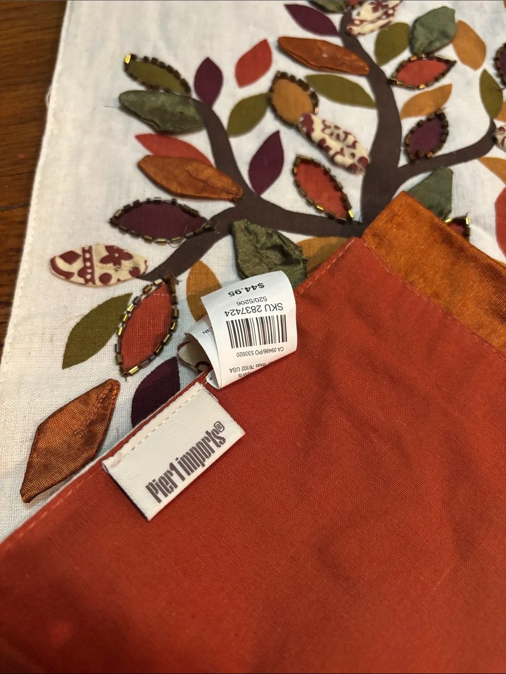 Pier 1 Fall Pumpkin & Tree Kitchen Towels & Table Runner, Orange, Green, Browns